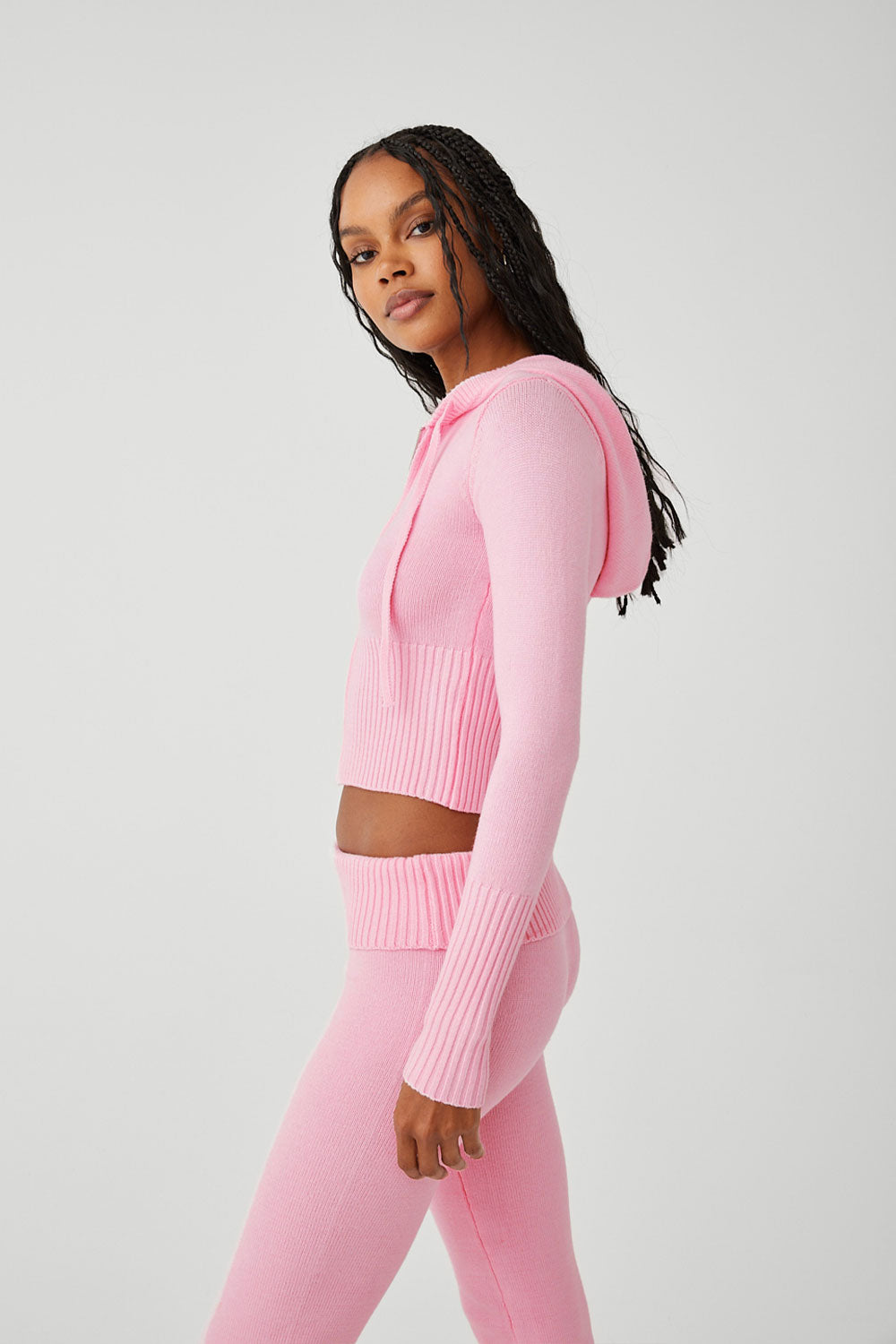 Aimee Cloud Knit Zip Up Hoodie - Valentine Pink