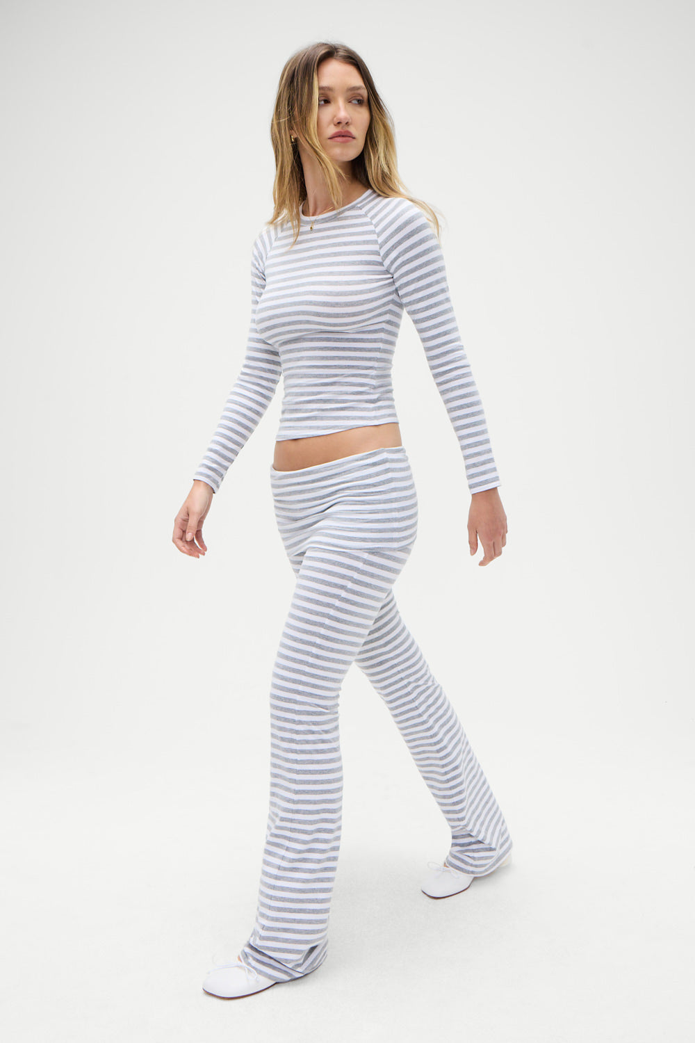 Avenue Cotton Flare Legging  Hazy Stripe