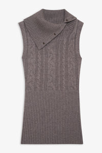Axel Cable Cloud Knit Sleeveless Sweater Dark Pearl