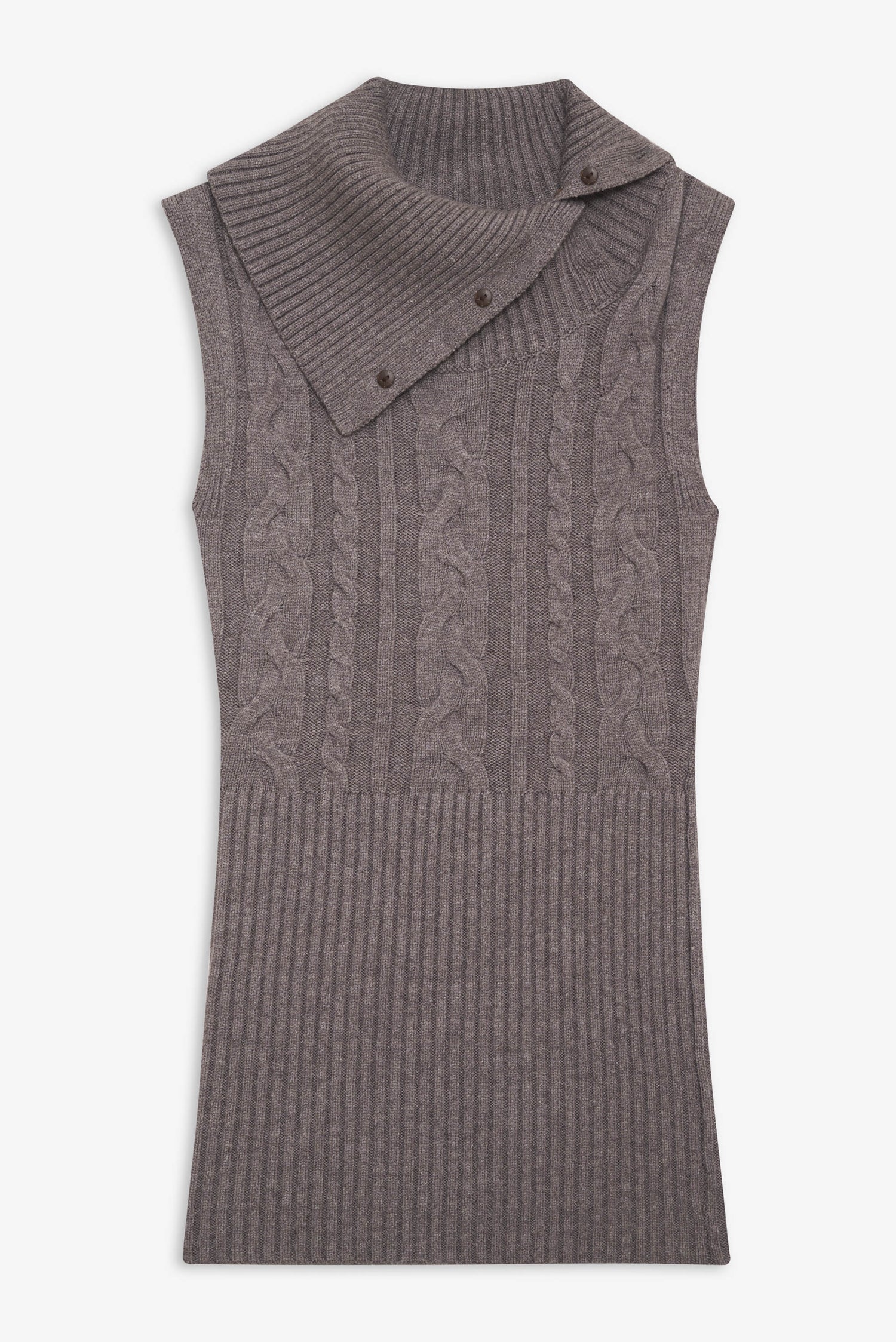 Axel Cable Cloud Knit Sleeveless Sweater - Dark Pearl
