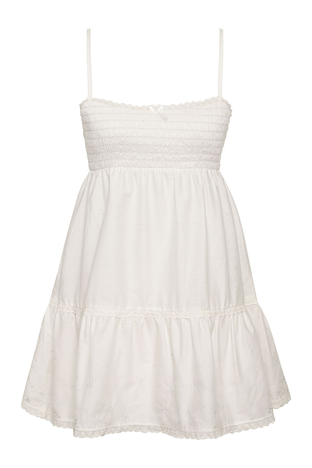 Baby Embroidered Mini Dress - White Baby Embroidered Mini Dress - White