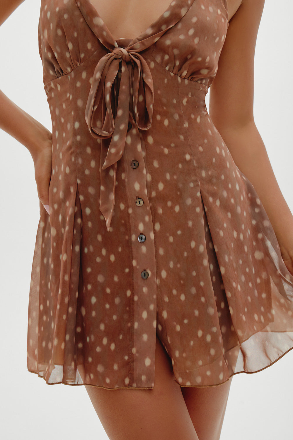 Bloom Button Up Mini Dress  Fawn