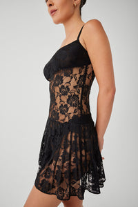 Carlotta Lace Mini Dress Black
