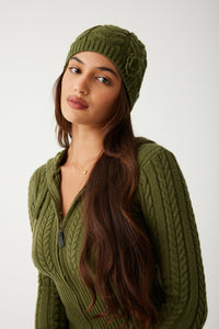 Cece Cable Cloud Knit Beanie - Jade Green