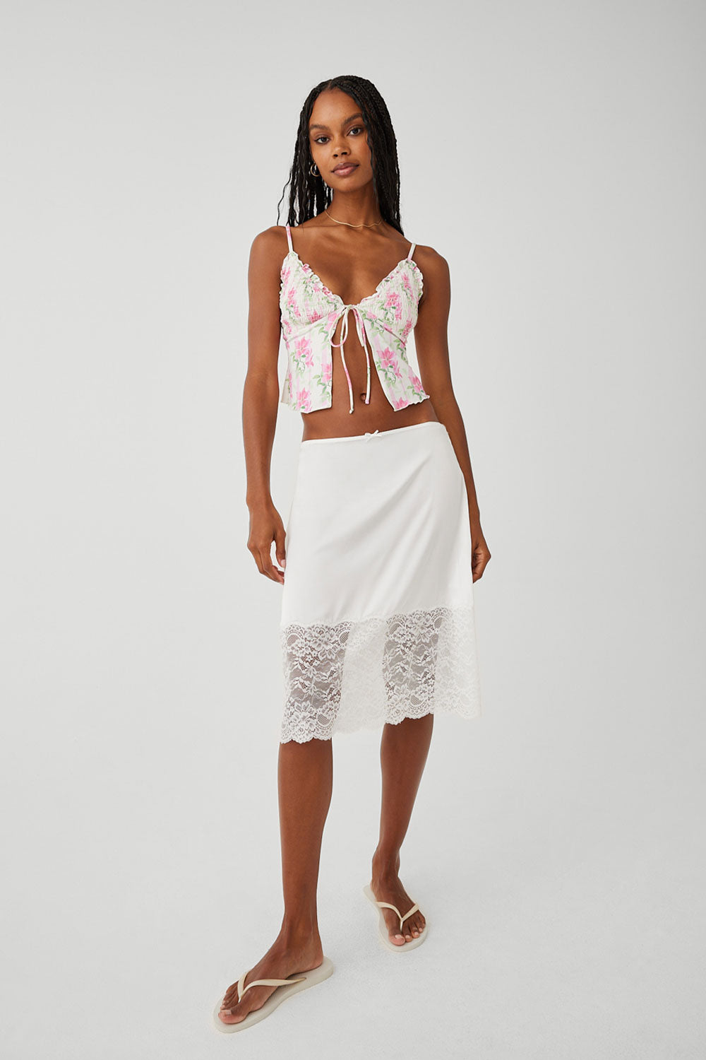 Midi Skirt White Skirt Slip Women's Half Slips Underskirt For Under Dresses Solid Color Lace Midi Skirt White Skirt Slip Women's Half Slips Underskirt For Under Dresses Solid Color Lace