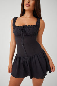 Christa Ruffle Mini Dress Black