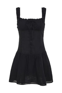Christa Ruffle Mini Dress Black