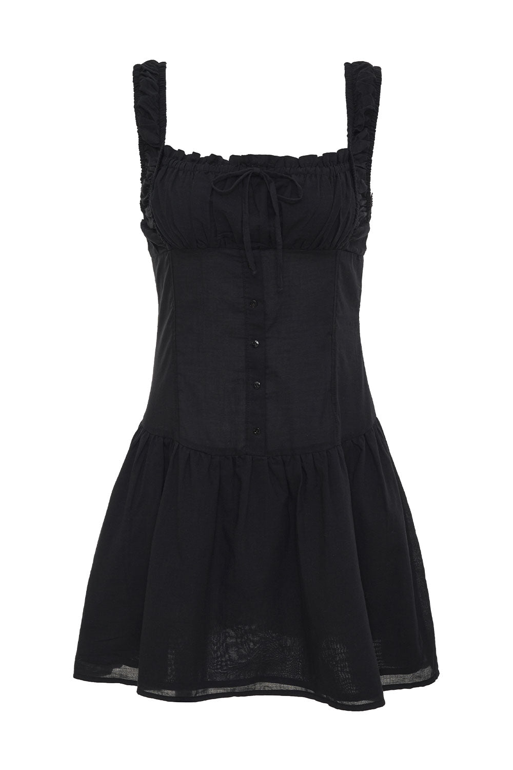 Christa Ruffle Mini Dress - Black