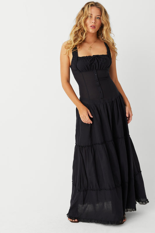 Product--Christabelle Ruffle Maxi Dress - Black