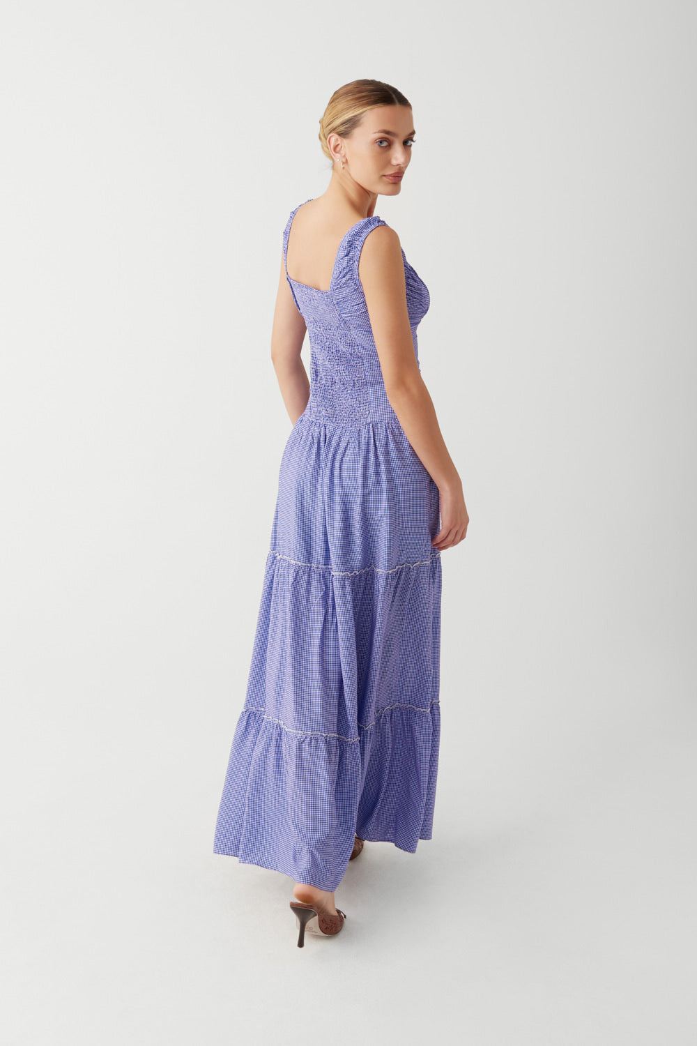 Christabelle Ruffle Maxi Dress - Sailor Gingham
