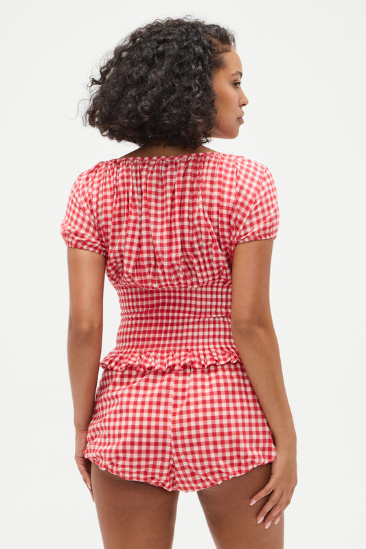 Product-Hover--Cider Gingham Blouse - Cherry Gingham