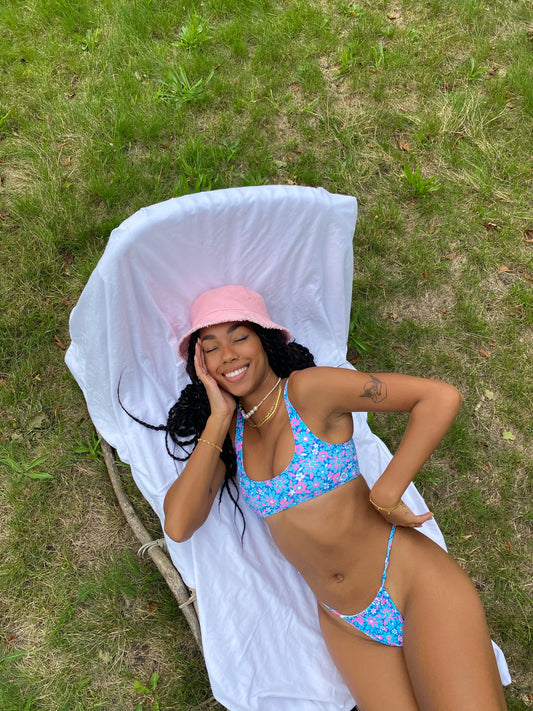 amaka hamelijnck edit blue wave floral bikini set by Frankies Bikinis 