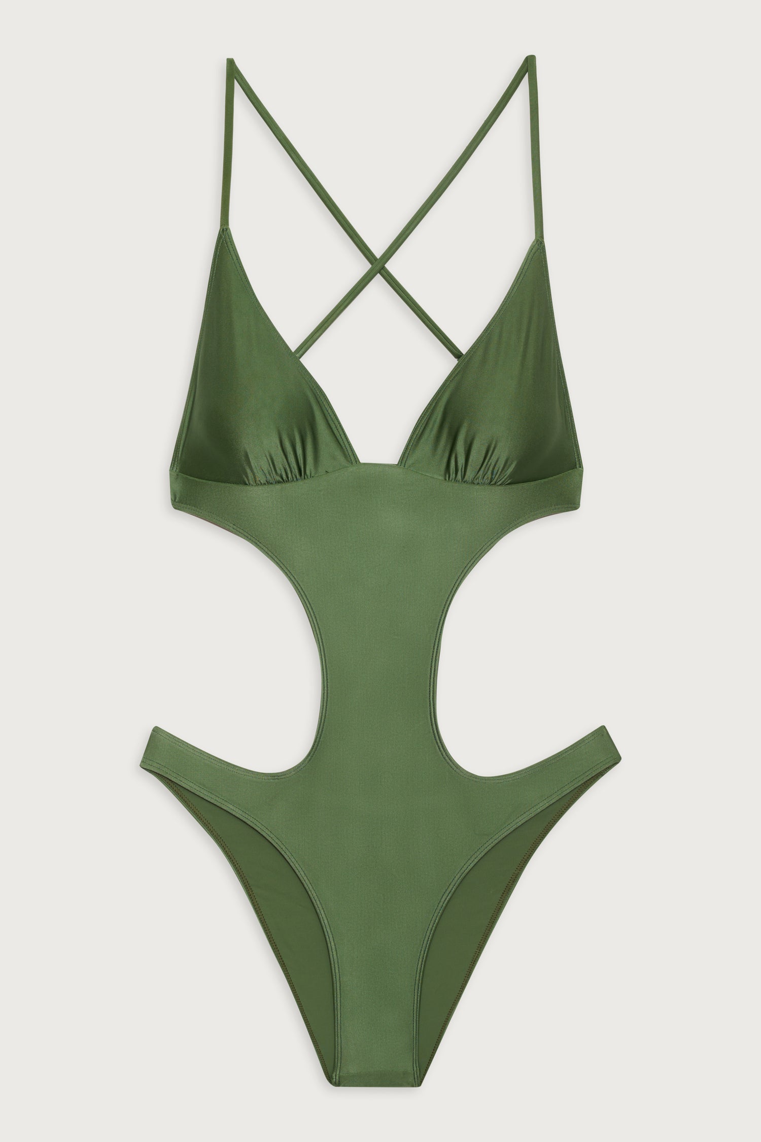 Cutout One Piece Swimsuit in Olive Green