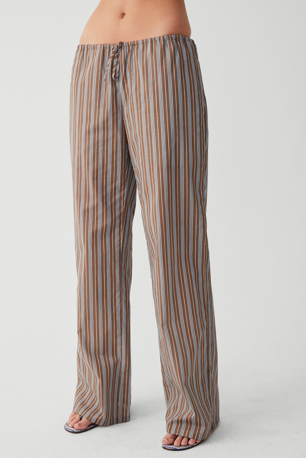 Daisy Striped Low Rise Pant - Ocean Stone