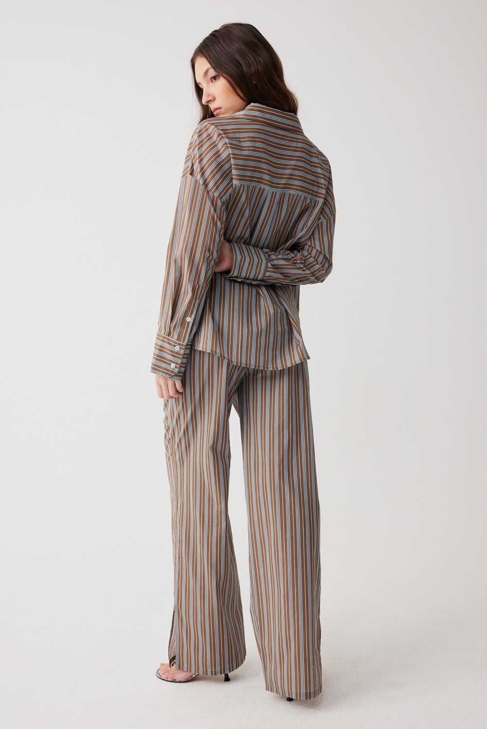 Daisy Striped Low Rise Pant - Ocean Stone