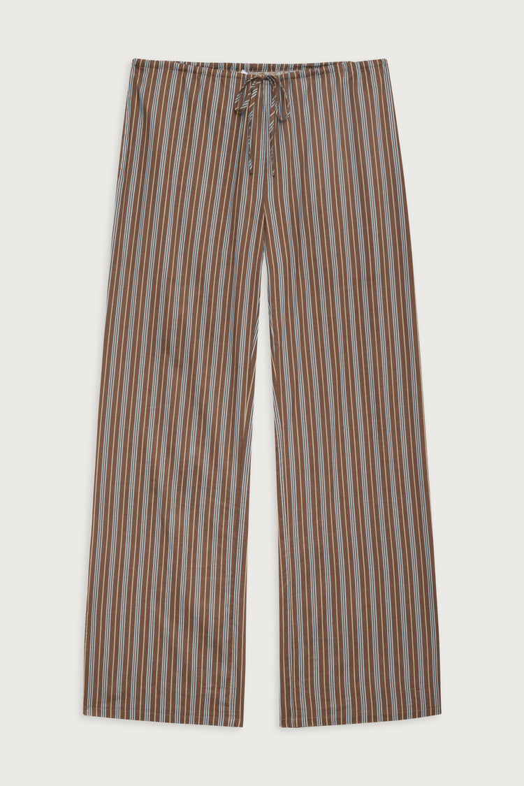 Daisy Striped Low Rise Pant - Ocean Stone