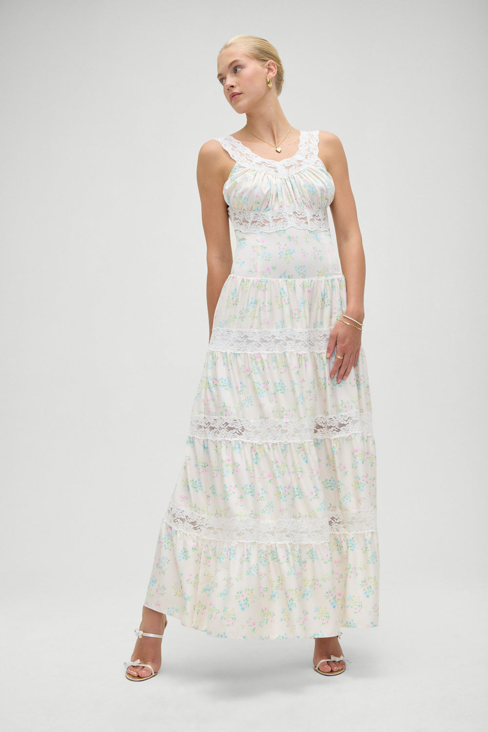 Dakota Floral Satin Maxi Dress - French Riviera Dakota Floral Satin Maxi Dress - French Riviera