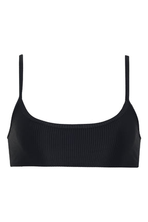 Dallas Ribbed Bralette Bikini Top - Black