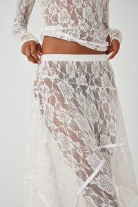 Day Lace Midi Skirt White