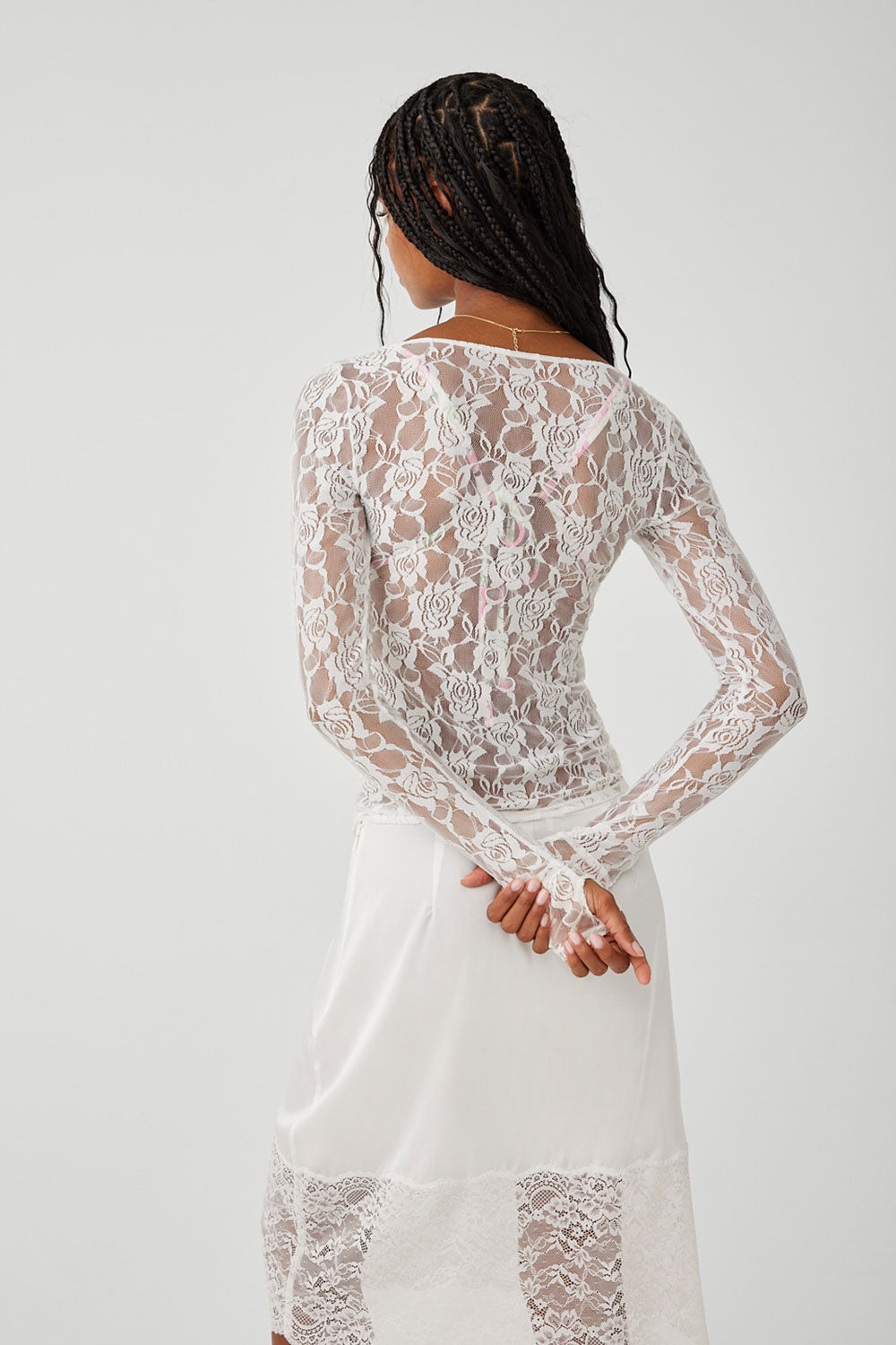 Day Lace Long Sleeve Shirt - White Day Lace Long Sleeve Shirt - White