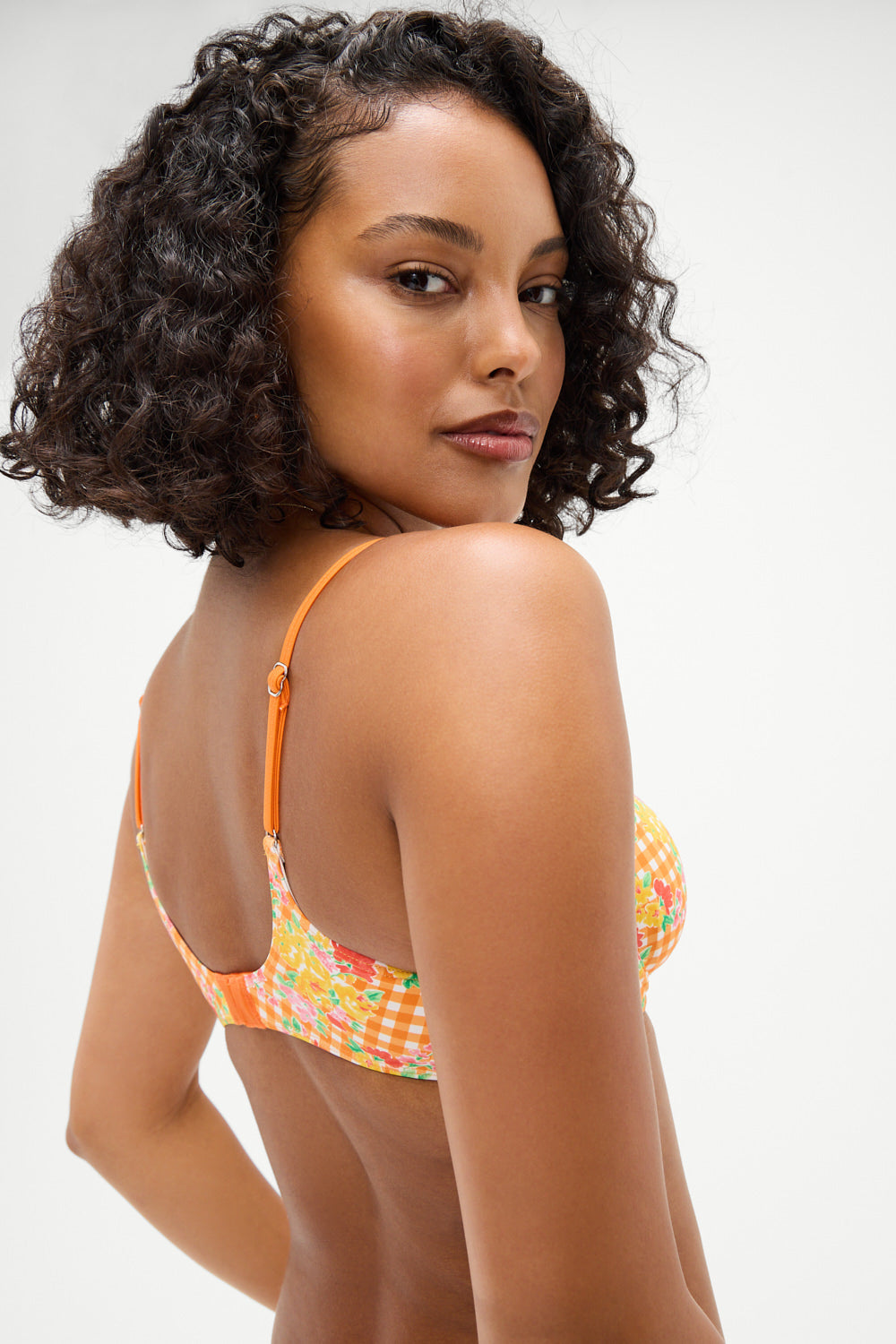 Dean Floral Underwire Bikini Top  Marigold Gingham