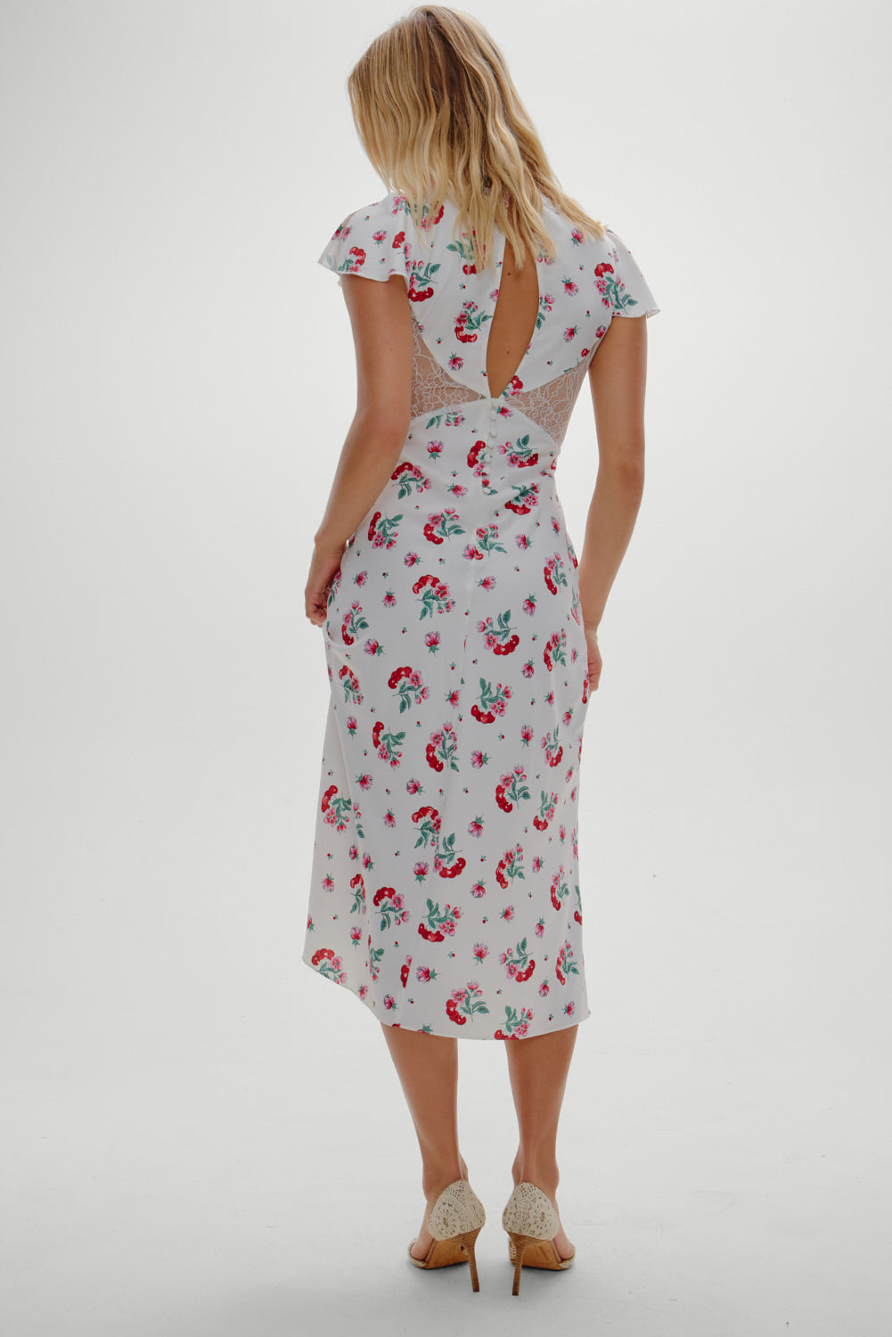Delicate Lace Midi Dress - Cherry Flower Delicate Lace Midi Dress - Cherry Flower