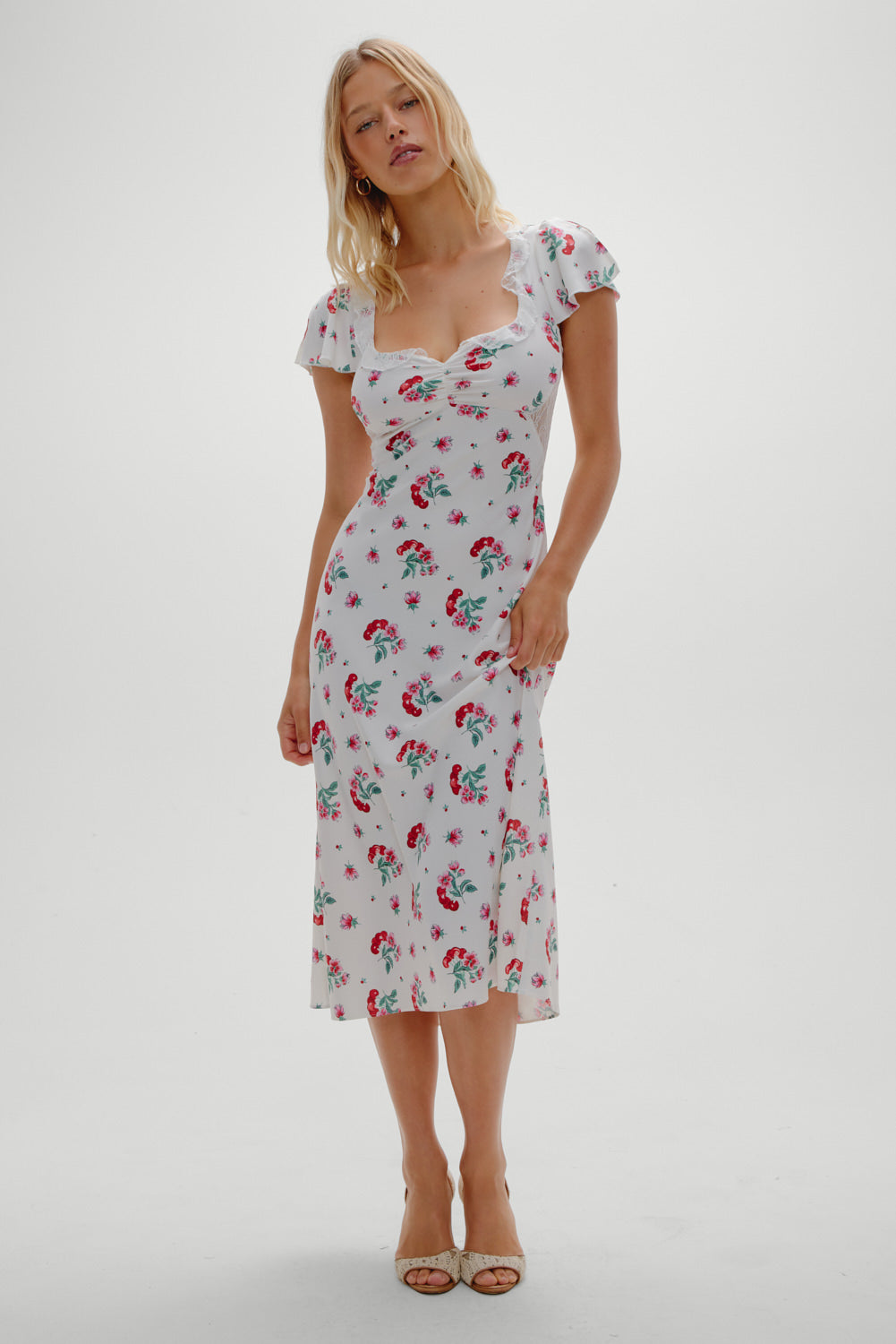 frankies bikinis lace dress Delicate Lace Midi Dress