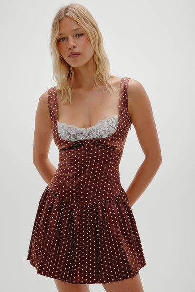 Frankies Bikinis - Enchantment Mini Dress - Chocolate Dot Frankies Bikinis - Enchantment Mini Dress - Chocolate Dot