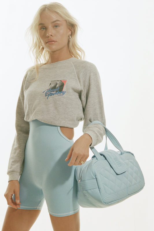 Active Felix Cutout Bodysuit Baby Blue and Venus Quilted Bag Baby Blue by Frankies Bikinis 