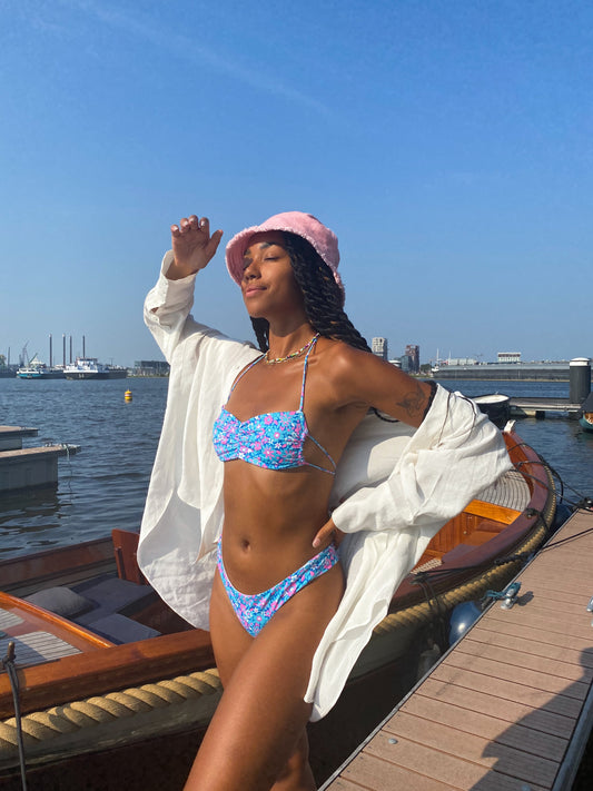 amaka hamelijnck edit blue wave floral bikini set by Frankies Bikinis 