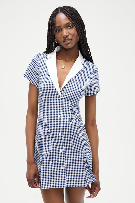Product--Garden Gingham Mini Dress - Seaside Gingham