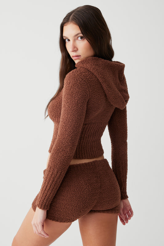 Product-Hover--Harlowe fuzzy zip up hoodie chocolate lily