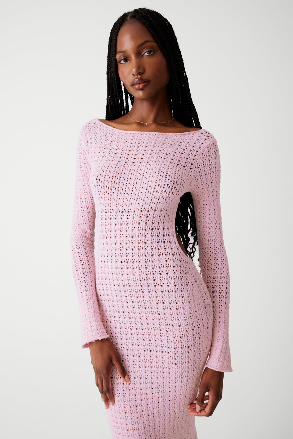 x GUIZIO Hayes Crochet Maxi Dress - Slipper Pink