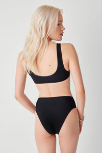 Jenna Ribbed High Waist Bikini Bottom Black
