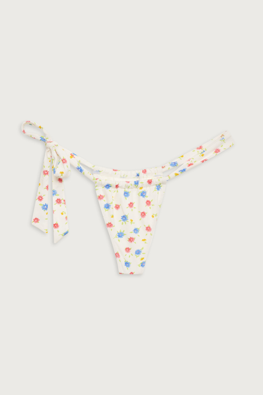 Soul Flower Smocked Tie Side Cheeky Bikini Bottom