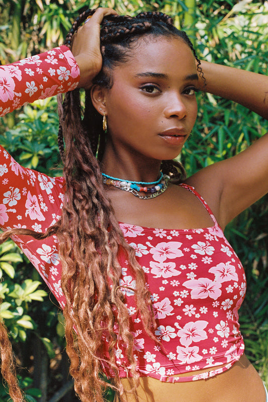 Keira Floral One Shoulder Bikini Top Coconut Girl by Frankies Bikinis 