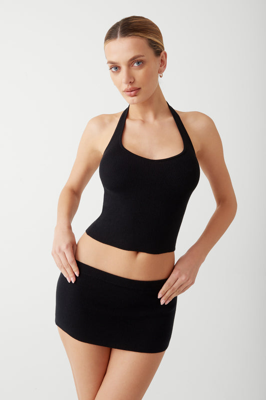 Product--Marialla Knit Halter Top - Black