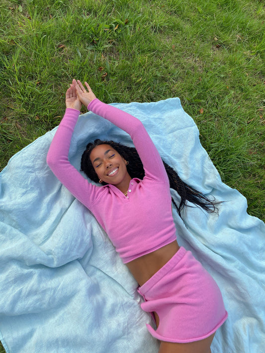 Amaka Hamelijnck Edit Rose Mary Jane Cashmere Long Sleeve and Stacey Cashmere Mini-Skirt by Frankies Bikinis 