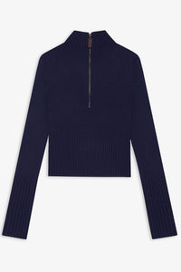 Maverick Cloud Knit Half Zip Sweater - Luna Blue