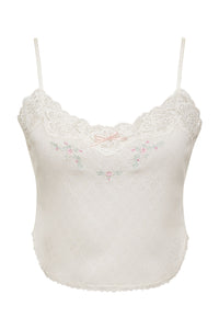 Melody Embroidered Lace Cami-White