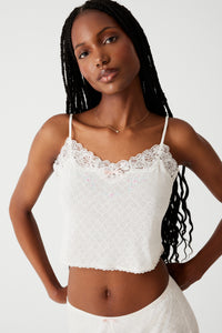 Melody Embroidered Lace Cami-White
