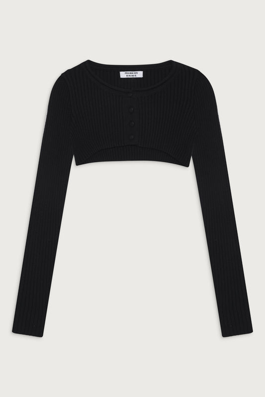 Nila Ribbed Cloud Knit Shrug Black by Frankies Bikinis 
