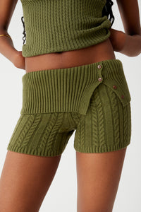 Nolan Cable Cloud Knit Mini Short - Jade Green