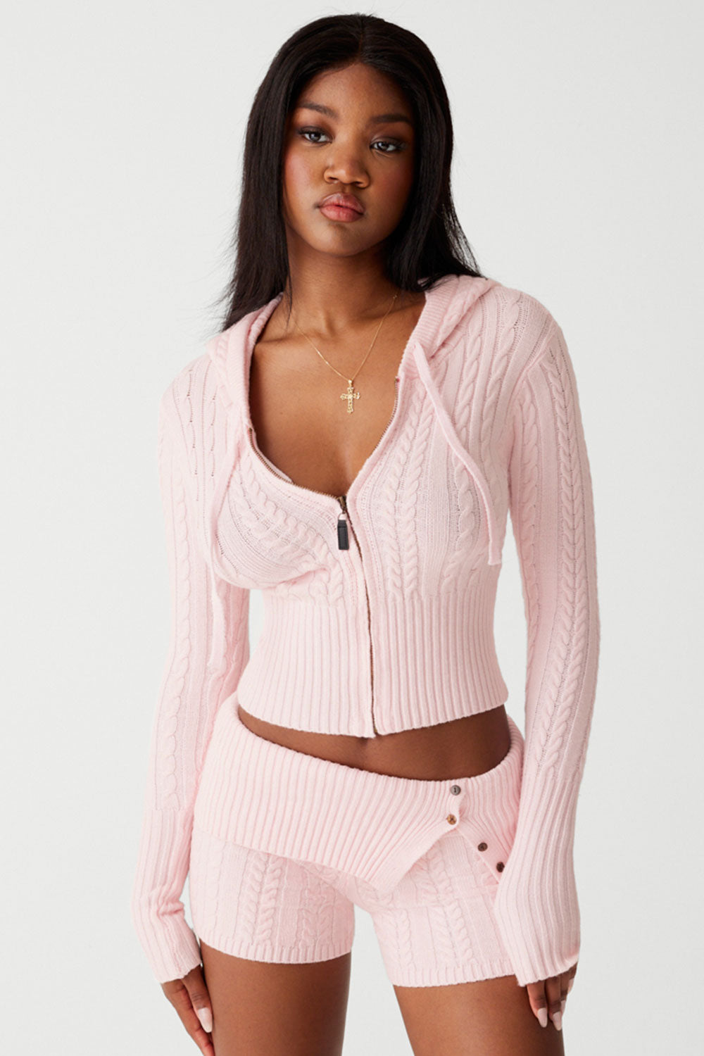  Pink Queen Women's 2 Piece Knit Sweatsuit Button Knit