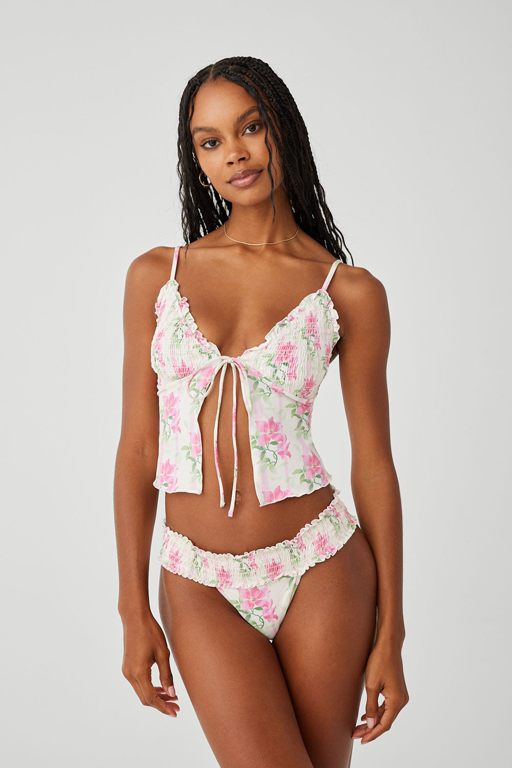 Penelope Floral Tankini Bikini Top Tiger Lily - Main Image