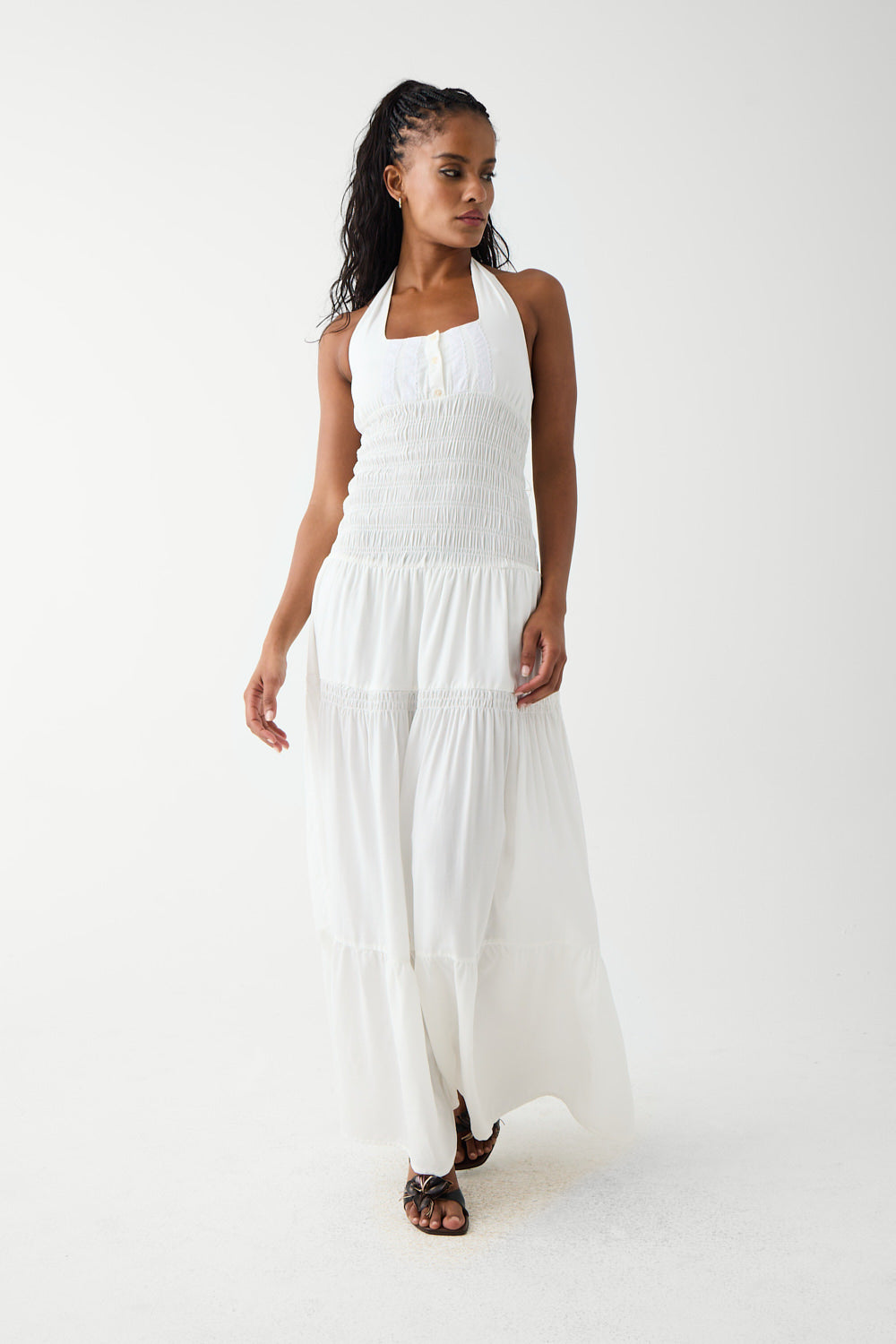 River Halter Maxi Dress - White