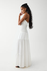River Halter Maxi Dress - White