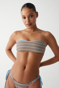 Rosabella Striped Bandeau Bikini Top Ocean Stone