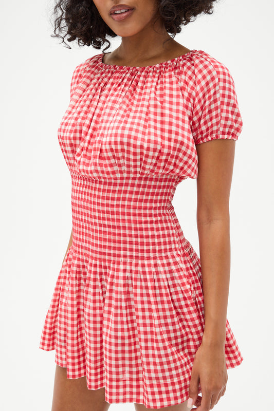 Product--Sadie Gingham Mini Dress - Cherry Gingham