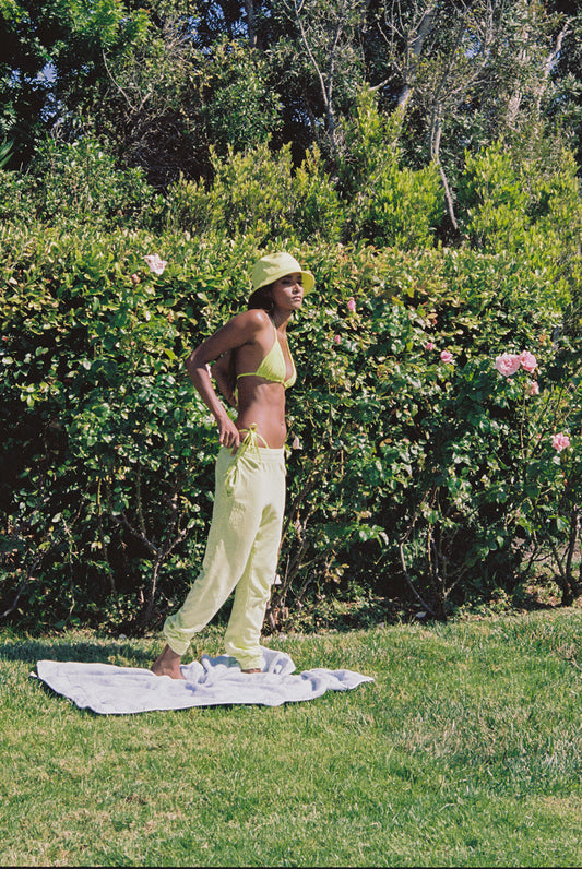 lemonade bright yellow bikini and loungewear by Frankies Bikinis 